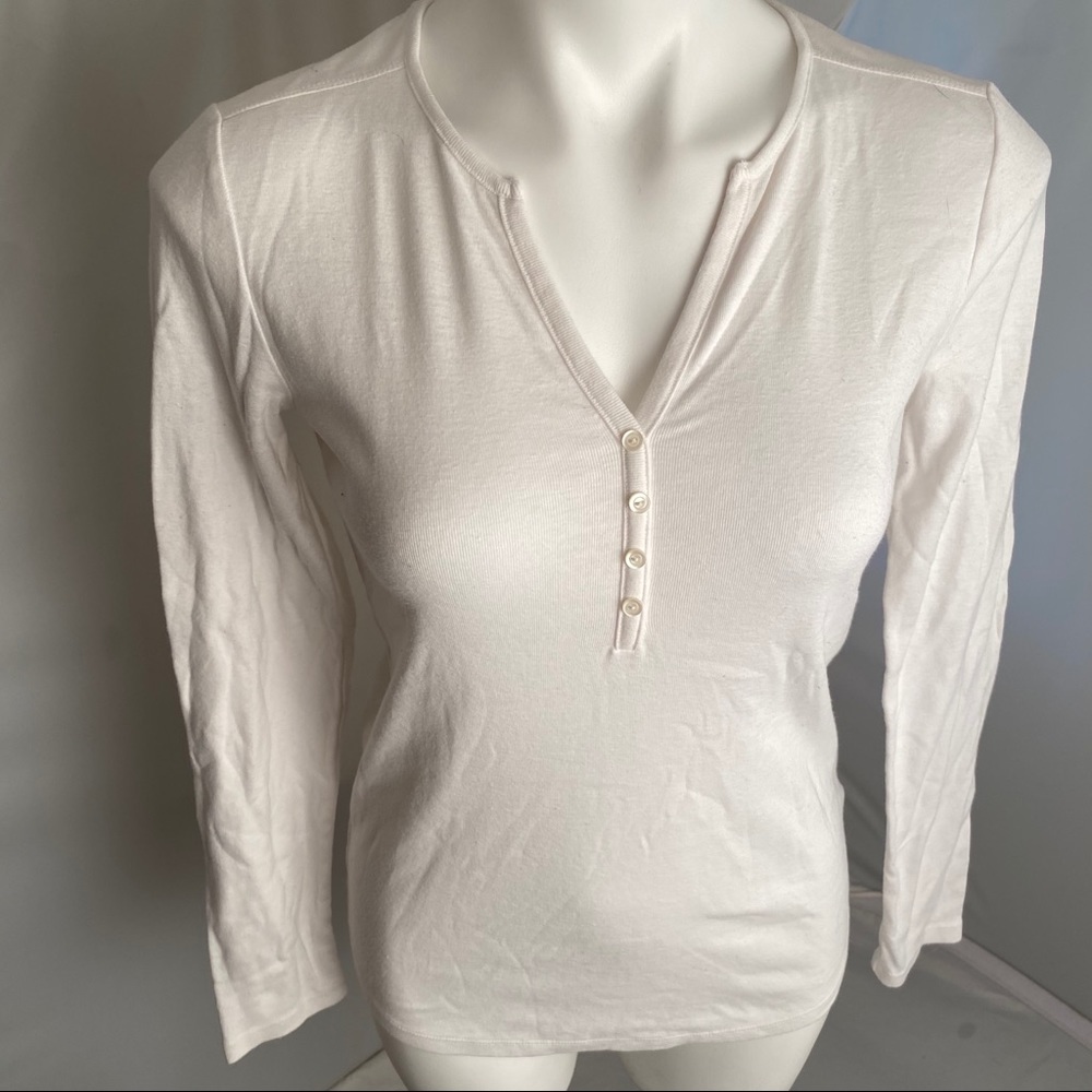 Gap white long sleeve henley shirt